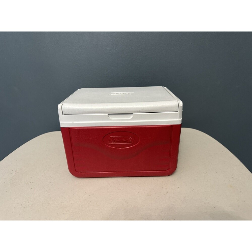 Vtg Coleman Lunch Box Size Flip Top Cooler Ice Chest Red Model 5205 USA